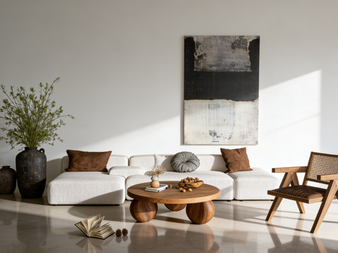 侘寂客厅沙发组合su模型