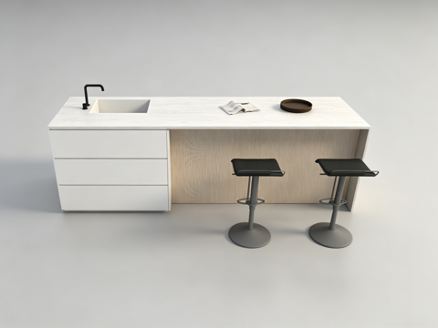 现代岛台餐桌su模型