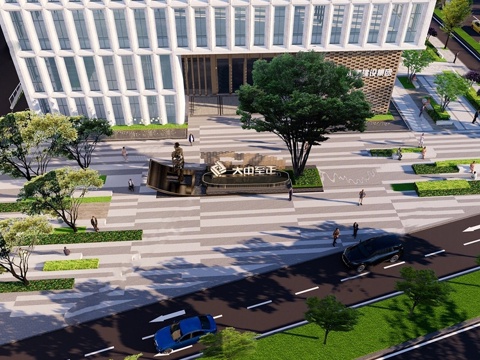 现代办公景观 写字楼su模型