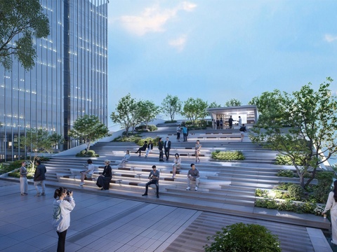 现代台阶景观 办公景观su模型