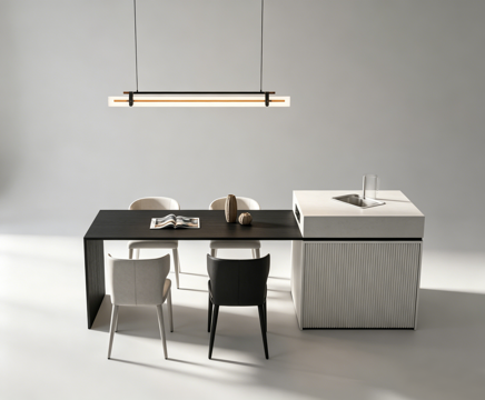 现代岛台餐桌su模型