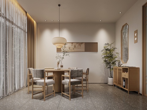 新中式包厢su模型