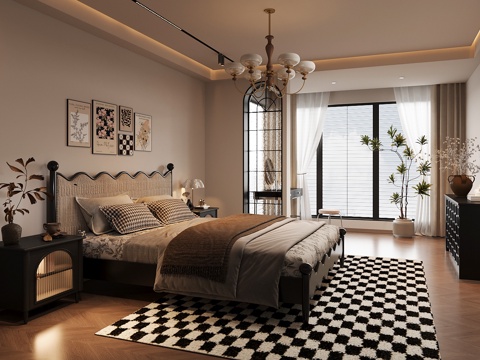 法式家居卧室su模型