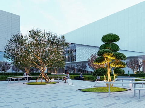 现代办公景观 户外座椅 户外吧台su模型