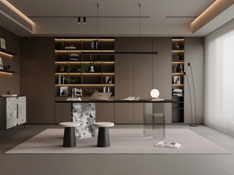 意式书房su模型