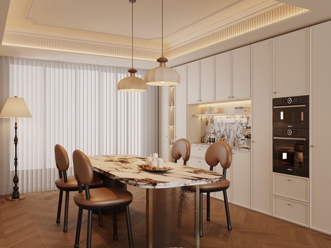 法式复古家居餐厅su模型