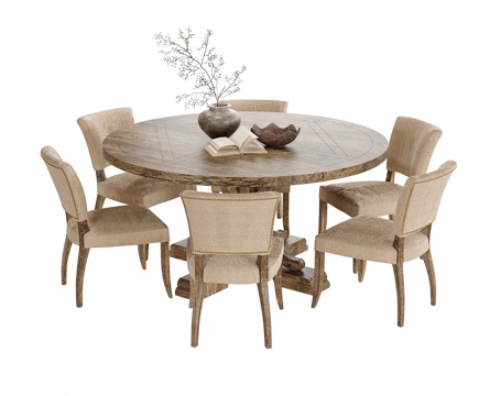 侘寂风餐桌椅su模型