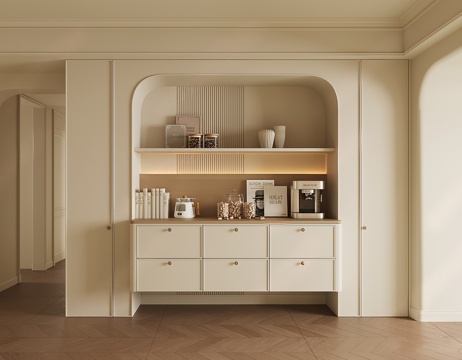 奶油风餐边柜3d模型