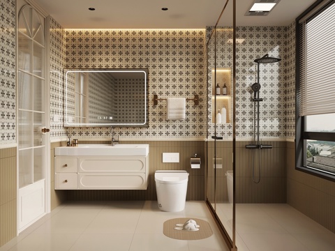 法式复古卫生间su模型