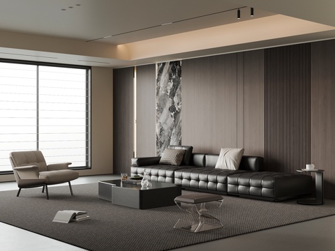 意式客厅su模型