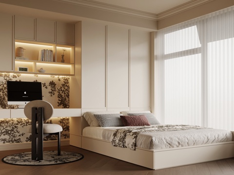 法式榻榻米卧室su模型