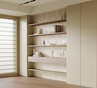 现代中古风书柜 置物柜su模型