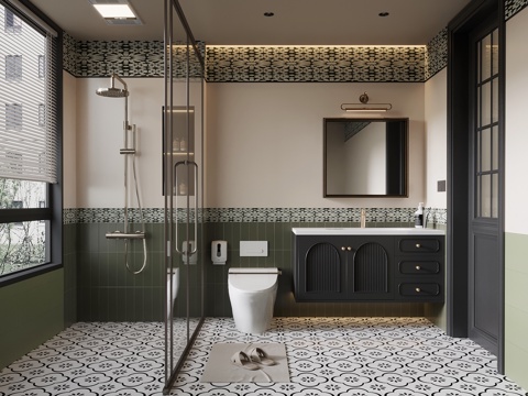 法式复古卫生间su模型