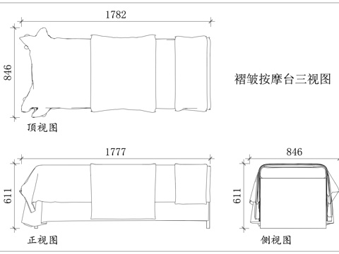 褶纹按摩床 凹凸按摩台 波纹理疗床 棱面推拿床 肌理按摩台cad施工图