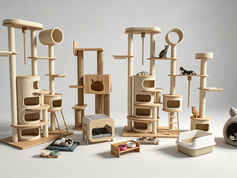 宠物房猫爬架猫窝su模型