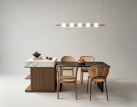 侘寂岛台餐桌su模型