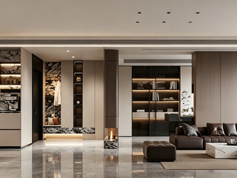 意式 家装 室内简约 轻奢风 格餐厅 客厅 卧室设计su模型