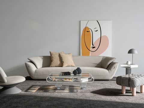 现代沙发组合su模型