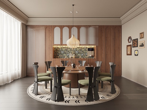 法式中古风餐厅su模型