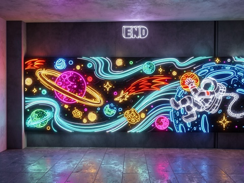 霓虹灯    艺术  卡通   室内外炫彩霓虹灯su模型