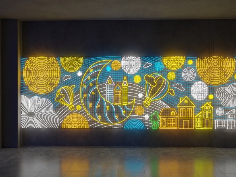 霓虹灯    艺术  卡通   室内外炫彩霓虹灯su模型