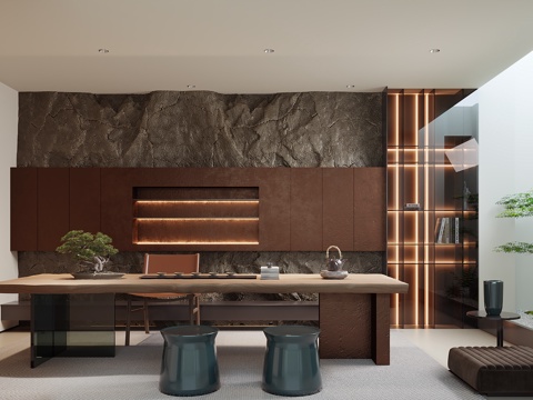 现代轻奢茶室su模型