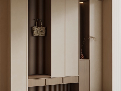 中古风鞋柜 侘寂风鞋柜su模型