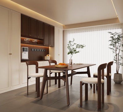 中古餐厅 餐桌椅 餐边柜su模型