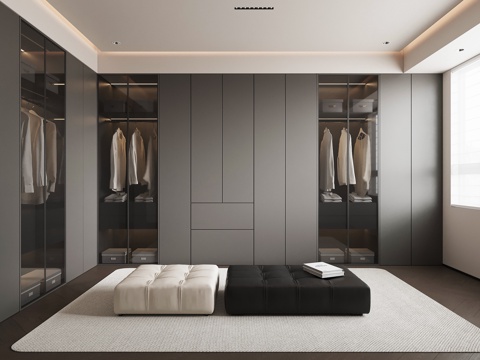 现代意式衣帽间su模型