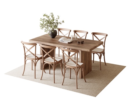 法式餐桌椅组合su模型