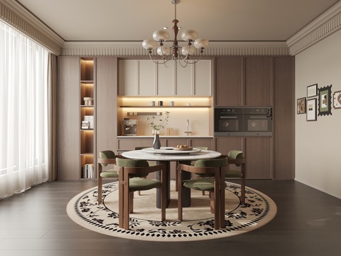 法式中古风餐厅su模型