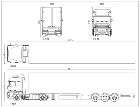 长厢货车 厢式长车 加长货运车 长斗运输车 长体厢车cad施工图