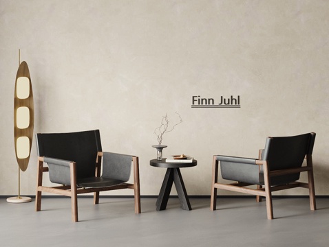 侘寂中古风休闲椅  狩猎椅 马鞍椅 皮革椅su模型