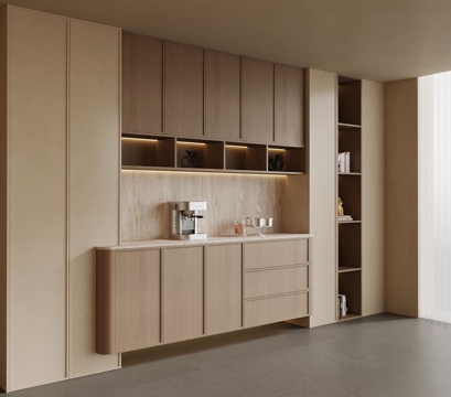 中古风酒柜 侘寂风酒柜 餐边柜su模型