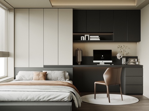 现代榻榻米卧室su模型