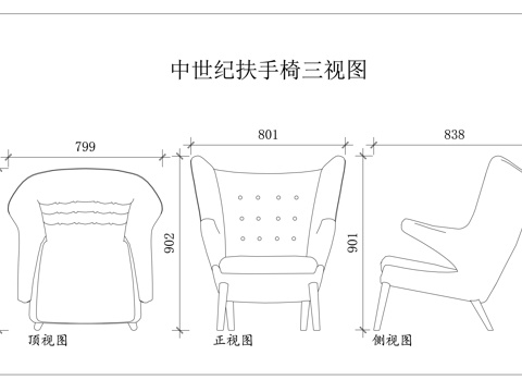 复古扶手椅 古堡扶手椅 欧式古典椅 中世纪靠椅 哥特扶手椅cad施工图