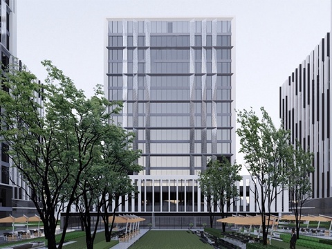 现代办公景观 商业办公景观 办公楼su模型