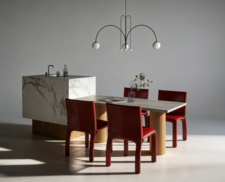 现代岛台餐桌su模型