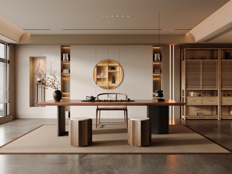 新中式茶室su模型