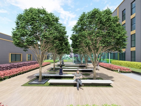 现代办公景观 商业办公景观 办公楼su模型