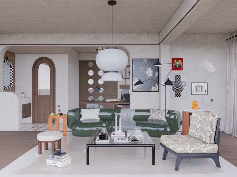 阳台 客厅 厨房 茶室 卫生间su模型