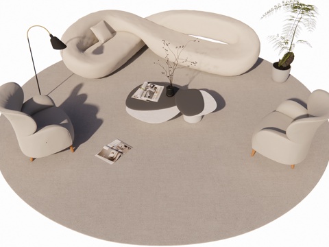 室内客厅展区家具su模型