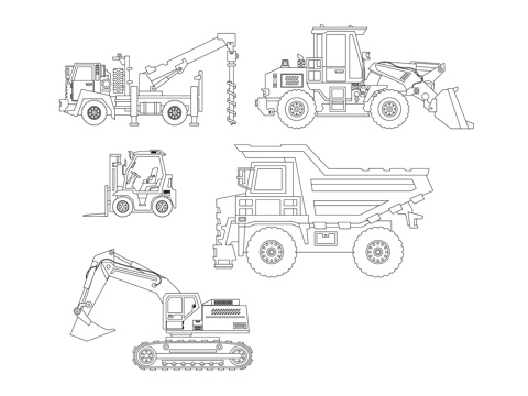 工程用车 施工机械车 工地作业车 基建工程车 筑路工程车cad施工图