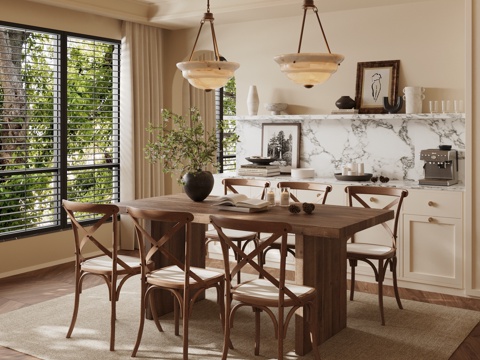 法式中古风餐厅su模型