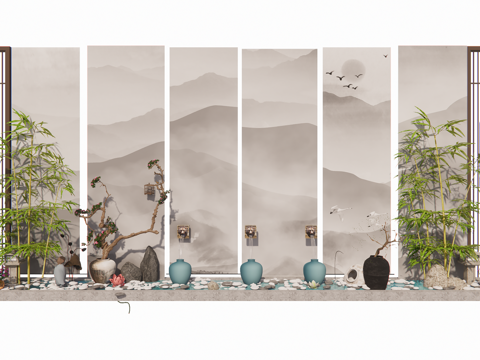 庭院景观竹类绿植su模型