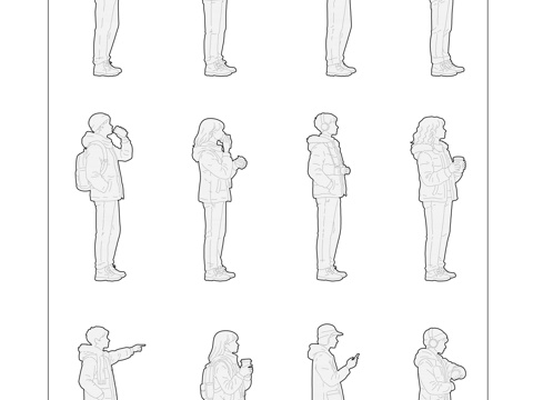 寒秋立影 冬姿剪影 暮秋站姿 凉冬身影 秋立剪影cad施工图