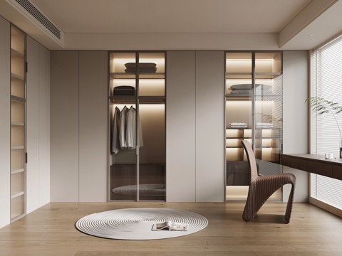 现代意式衣帽间 衣柜su模型