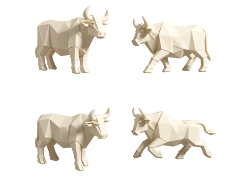 牛雕塑 景观雕塑 低多边形雕塑 雕塑摆件 公园雕塑 景观雕塑su模型
