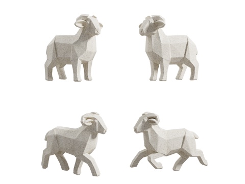 羊雕塑 景观雕塑 低多边形雕塑 雕塑摆件 公园雕塑 景观雕塑su模型