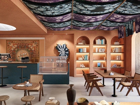 现代咖啡厅 特色餐饮 咖啡甜品 餐桌椅组合su模型